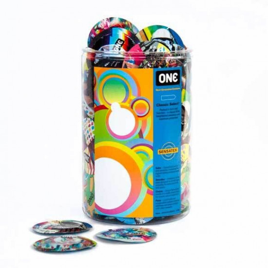 Набір презервативів ONE Classic Select - Artist Collection 100 шт, мегапак тюб Набір презервативів ONE Classic Select - Artist Collection 100 шт, мегапак тюб