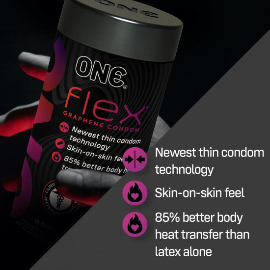 Презервативи ONE Flex Graphene Condom 10 шт, подарункова упаковка тюб Презервативи ONE Flex Graphene Condom 10 шт, подарункова упаковка тюб