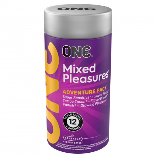 Презервативи ONE Mixed Pleasures 12 шт, подарункова упаковка тюб Презервативи ONE Mixed Pleasures 12 шт, подарункова упаковка тюб