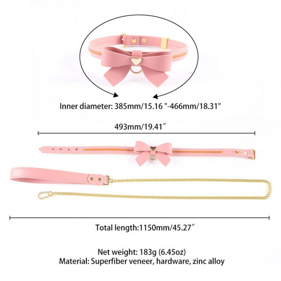 Повідець LOCKINK SEVANDA Love Heart Butterfly Leather Collar Set - Pink Повідець LOCKINK SEVANDA Love Heart Butterfly Leather Collar Set - Pink
