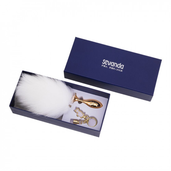 Металева анальна пробка Кролячий хвост LOCKINK SEVANDA White Bunny-Tail Anal Pear-shape Plug Металева анальна пробка Кролячий хвост LOCKINK SEVANDA White Bunny-Tail Anal Pear-shape Plug