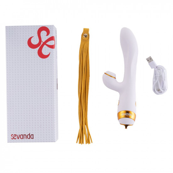 Вібратор-кролик з флогером LOCKINK SEVANDA Whip Vibrating Massage Wand - White & Golden Вібратор-кролик з флогером LOCKINK SEVANDA Whip Vibrating Massage Wand - White & Golden