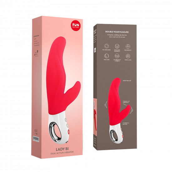 Вібратор-кролик для точки А Fun Factory LADY BI india red, 2 мотори, 12 режимів Вібратор-кролик для точки А Fun Factory LADY BI india red, 2 мотори, 12 режимів
