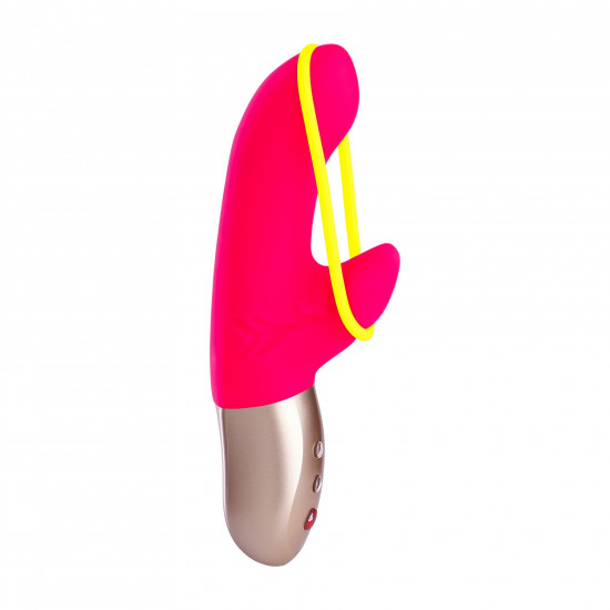 Мінівібратор-кролик зі стимулювальною стрічкою Fun Factory AMORINO pink/neon yellow, стрічка знімна Мінівібратор-кролик зі стимулювальною стрічкою Fun Factory AMORINO pink/neon yellow, стрічка знімна