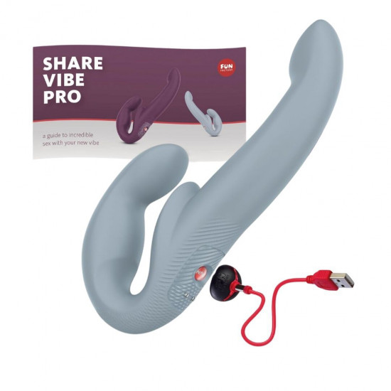 Безремінний страпон з вібрацією Fun Factory SHARE VIBE PRO cool grey, регульований Безремінний страпон з вібрацією Fun Factory SHARE VIBE PRO cool grey, регульований