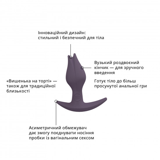 Анальна пробка Fun Factory BOOTIE FEM, фіолетова, у вигляді бутона, діаметр 2,9 см, тонкий обмежувач Анальна пробка Fun Factory BOOTIE FEM, фіолетова, у вигляді бутона, діаметр 2,9 см, тонкий обмежувач