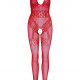 Бодістокінг Leg Avenue Rhinestone Lace and Net Bodystocking Red One Size Бодістокінг Leg Avenue Rhinestone Lace and Net Bodystocking Red One Size