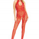 Бодістокінг Leg Avenue Rhinestone Lace and Net Bodystocking Red One Size Бодістокінг Leg Avenue Rhinestone Lace and Net Bodystocking Red One Size