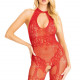 Бодістокінг Leg Avenue Rhinestone Lace and Net Bodystocking Red One Size Бодістокінг Leg Avenue Rhinestone Lace and Net Bodystocking Red One Size
