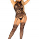 Мереживний бодістокінг з відкритим доступом Leg Avenue High neck lace bodystocking One size Black Мереживний бодістокінг з відкритим доступом Leg Avenue High neck lace bodystocking One size Black