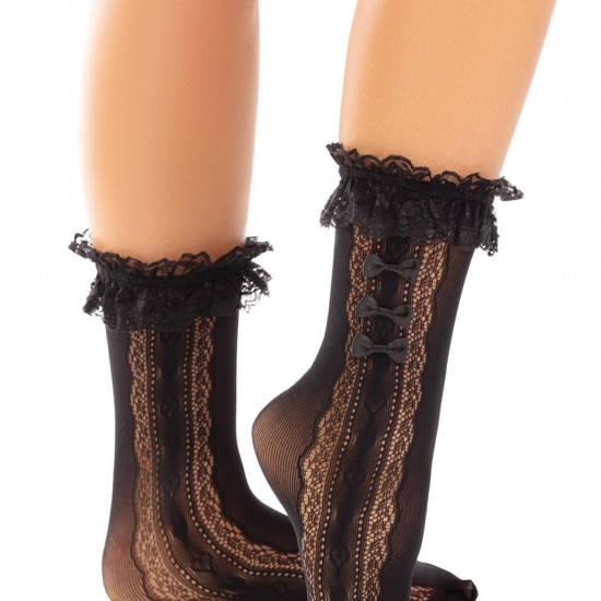 Шкарпетки ажурні з рюшами Leg Avenue Mini Bow Lace Anklet Black Шкарпетки ажурні з рюшами Leg Avenue Mini Bow Lace Anklet Black