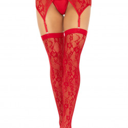 Панчохи Leg Avenue Leg Avenue Lace thigh highs & garterbelt Red One Size