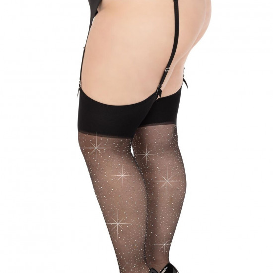 Панчохи Leg Avenue Wide Top Rhinestone Sheer Stockings Black 1X/2X Панчохи Leg Avenue Wide Top Rhinestone Sheer Stockings Black 1X/2X