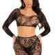 Комплект Leg Avenue Crop top & footless tights Black One Size Комплект Leg Avenue Crop top & footless tights Black One Size
