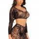 Комплект Leg Avenue Crop top & footless tights Black One Size Комплект Leg Avenue Crop top & footless tights Black One Size