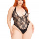 Боді Leg Avenue Floral lace deep-V teddy Black 1X/2X Боді Leg Avenue Floral lace deep-V teddy Black 1X/2X