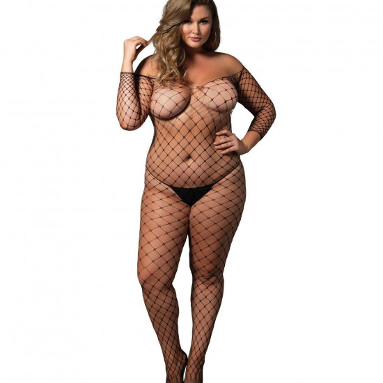 Бодістокінг Leg Avenue Off the shoulder bodystocking Black Queen Size Бодістокінг Leg Avenue Off the shoulder bodystocking Black Queen Size