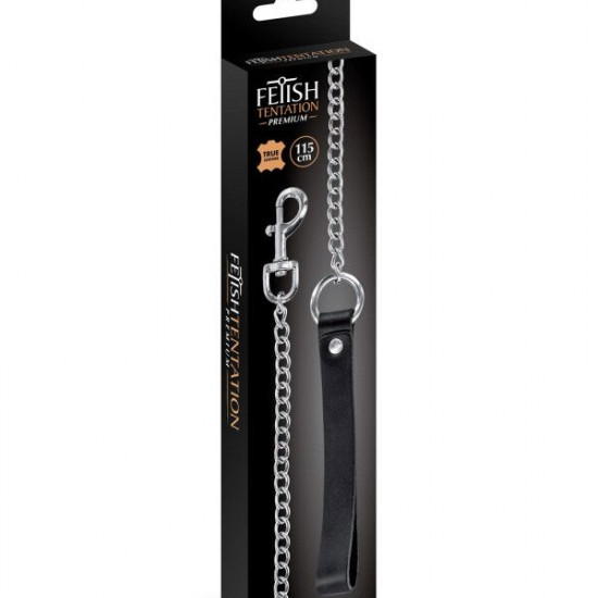 Повідець Fetish Tentation Premium Metal leash with cowhide leather wrist 115 см Повідець Fetish Tentation Premium Metal leash with cowhide leather wrist 115 см