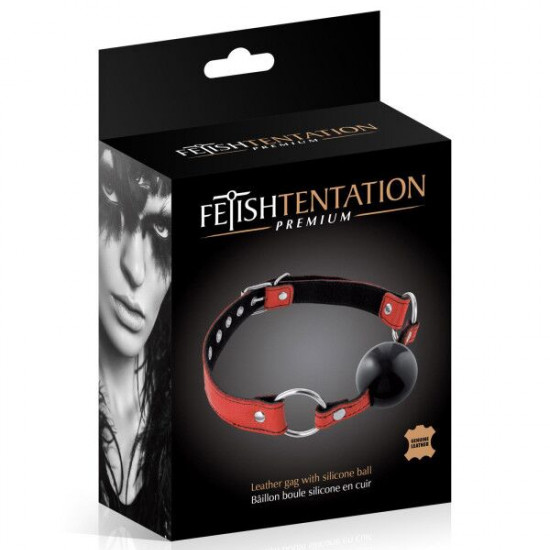Кляп Fetish Tentation Premium Leather gag with silicone ball Red Кляп Fetish Tentation Premium Leather gag with silicone ball Red