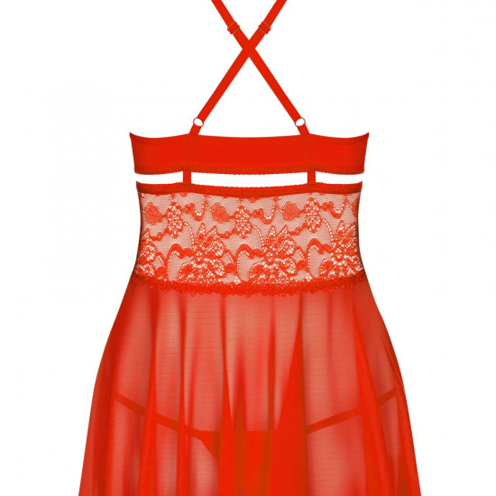 (SALE) Бебі-дол Obsessive 838-BAB-3 babydoll & thong red S/M (SALE) Бебі-дол Obsessive 838-BAB-3 babydoll & thong red S/M