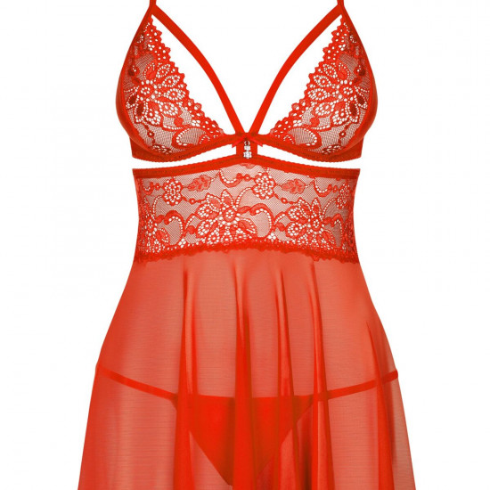 (SALE) Бебі-дол Obsessive 838-BAB-3 babydoll & thong red S/M (SALE) Бебі-дол Obsessive 838-BAB-3 babydoll & thong red S/M