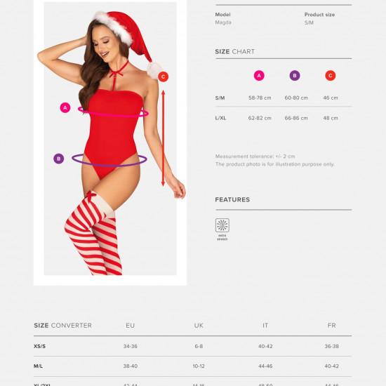 Боді Obsessive Kissmas teddy red S/M Боді Obsessive Kissmas teddy red S/M