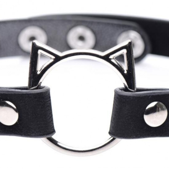 Чокер Master Series Kinky Kitty Ring Slim Choker - Black Чокер Master Series Kinky Kitty Ring Slim Choker - Black