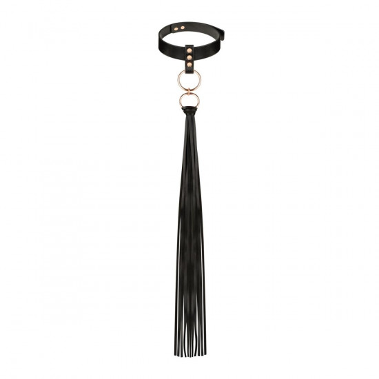 Нашийник с флогером Rosy Gold - Collar with Flogger - Black Нашийник с флогером Rosy Gold - Collar with Flogger - Black