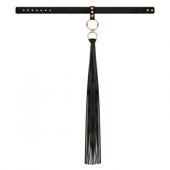 Нашийник с флогером Rosy Gold - Collar with Flogger - Black Нашийник с флогером Rosy Gold - Collar with Flogger - Black