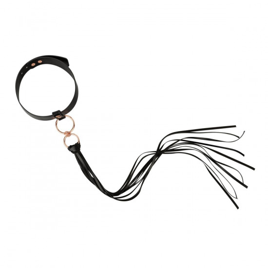 Нашийник с флогером Rosy Gold - Collar with Flogger - Black Нашийник с флогером Rosy Gold - Collar with Flogger - Black