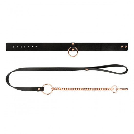 Нашийник з повідцем Rosy Gold - Collar with Leash - Black Нашийник з повідцем Rosy Gold - Collar with Leash - Black