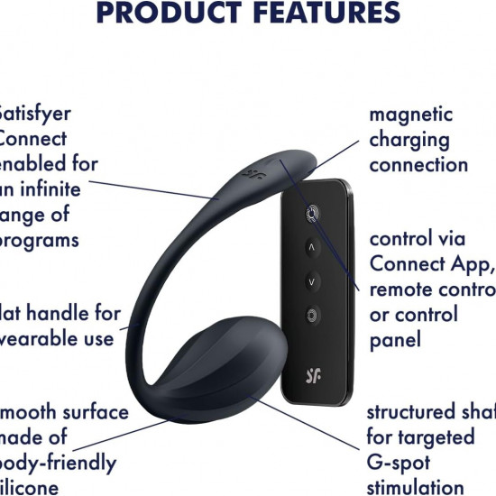 Віброяйце Satisfyer Ribbed Petal Connect App Black Віброяйце Satisfyer Ribbed Petal Connect App Black