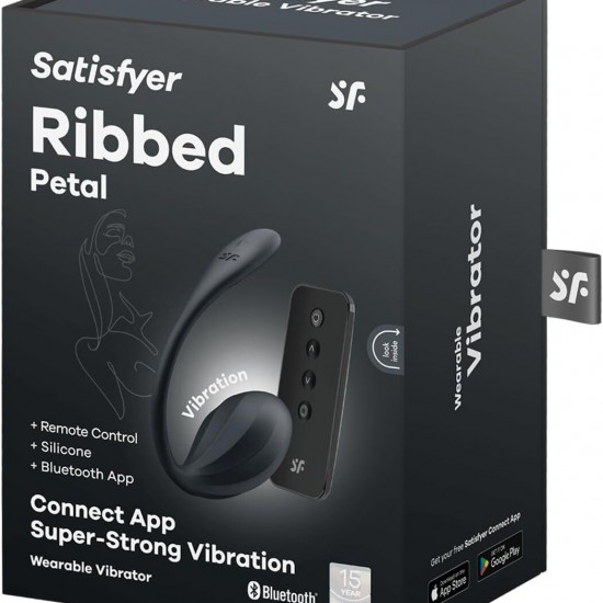 Віброяйце Satisfyer Ribbed Petal Connect App Black Віброяйце Satisfyer Ribbed Petal Connect App Black