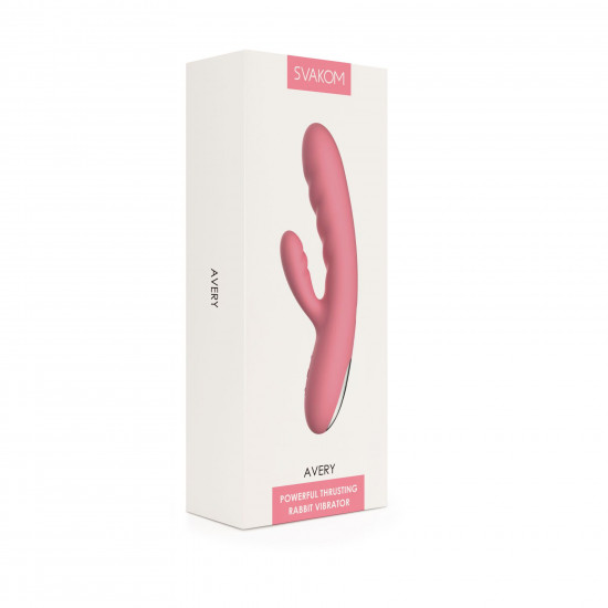 Вібратор-кролик Svakom Avery Strawberry Pink зі стовбуром, що рухається, рух вперед-назад