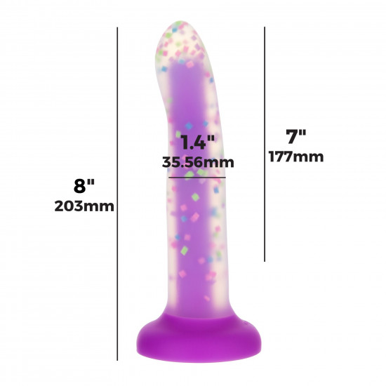 Фалоімітатор, що світиться в темряві, ADDICTION Rave 8″, Glow in the Dark Dildo Purple Confetti, 20,3 см Фалоімітатор, що світиться в темряві, ADDICTION Rave 8″, Glow in the Dark Dildo Purple Confetti, 20,3 см