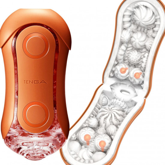 Мастурбатор Tenga Flip Orb — Sunset Orange, з можливістю зміни тиску та стимулювальними кульками всередині Мастурбатор Tenga Flip Orb — Sunset Orange, з можливістю зміни тиску та стимулювальними кульками всередині