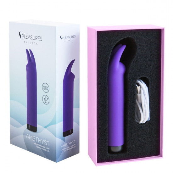 Вібратор S Pleasures Bullets Amethyst, фіолетовий, з двома відростками, 10 режимів, діаметр 2,8 см