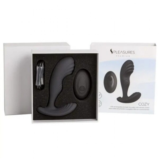 Вібромасажер простати S Pleasures Premium Cozy, чорний, з рельєфною головкою, 10 режимів