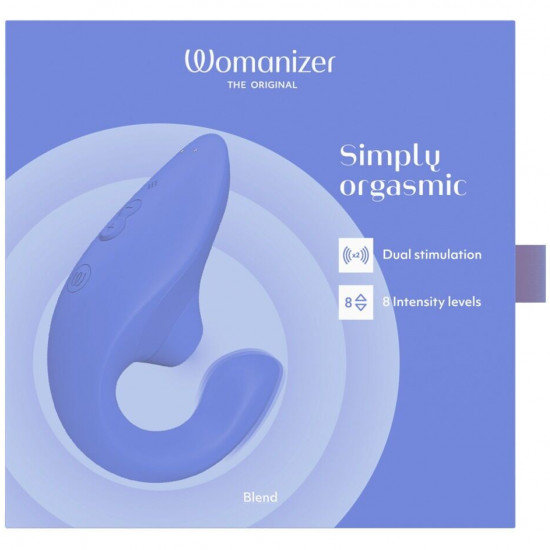 Вагінально-кліторальний стимулятор Womanizer Blend Vibrant Blue, вібрація + вакуум, 2 мотори