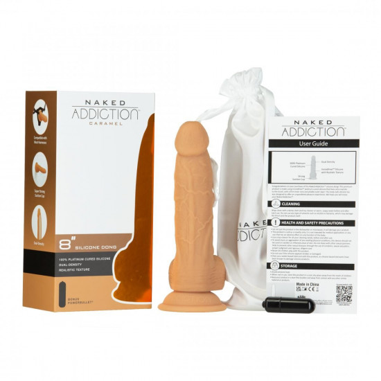 Фалоімітатор Naked Addiction - 8″ Silicone Dual Density Dildo Vanilla, віброкуля в подарунок Фалоімітатор Naked Addiction - 8″ Silicone Dual Density Dildo Vanilla, віброкуля в подарунок