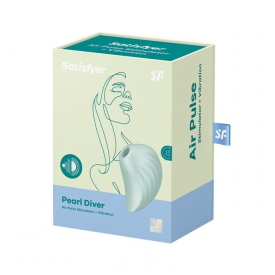 Вакуумний кліторальний стимулятор із вібрацією Satisfyer Pearl Diver Mint Вакуумний кліторальний стимулятор із вібрацією Satisfyer Pearl Diver Mint