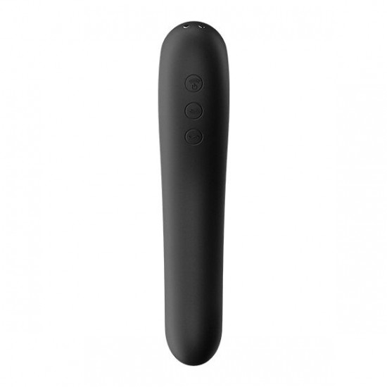 Вакуумний стимулятор з вібрацією Satisfyer Dual Kiss Black Вакуумний стимулятор з вібрацією Satisfyer Dual Kiss Black