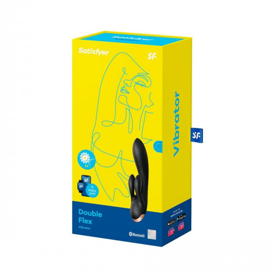 Смарт вібратор-кролик із подвійним відростком Satisfyer Double Flex Black Смарт вібратор-кролик із подвійним відростком Satisfyer Double Flex Black