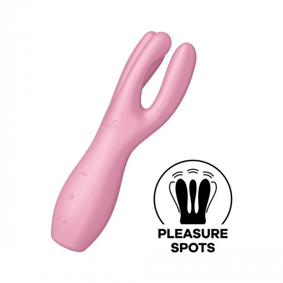 Кліторальний вібратор Satisfyer Threesome 3 Pink з трьома пальчиками Кліторальний вібратор Satisfyer Threesome 3 Pink з трьома пальчиками