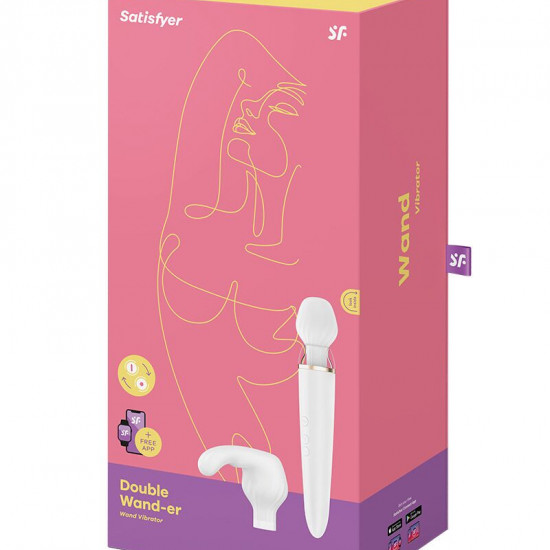 Смарт вібромасажер зі змінною головкою Satisfyer Double Wand-er Смарт вібромасажер зі змінною головкою Satisfyer Double Wand-er